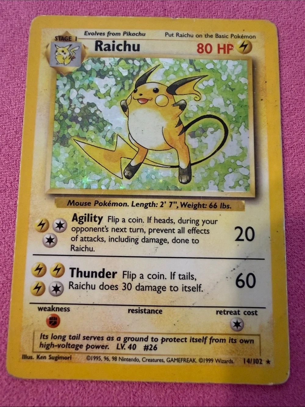 Pokemon Raichu Trading Card Yellow